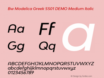 Bw Modelica Greek SS01 DEMO Medium Italic Version 3.000;PS 003.000;hotconv 1.0.88;makeotf.lib2.5.64775 Font Sample