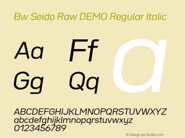 Bw Seido Raw DEMO Regular Italic Version 1.000;PS 001.000;hotconv 1.0.88;makeotf.lib2.5.64775 Font Sample