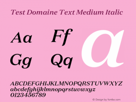 Test Domaine Text Med Italic Version 1.004;PS 1.000;hotconv 16.6.54;makeotf.lib2.5.65590 Font Sample