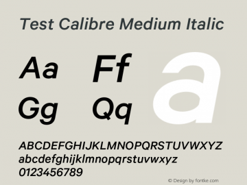 Test Calibre Medium Italic Version 1.005;PS 001.001;hotconv 16.6.54;makeotf.lib2.5.65590 Font Sample