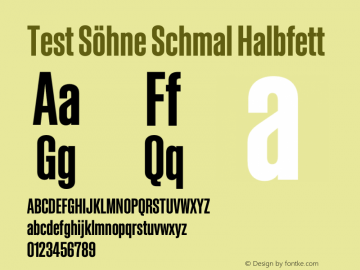 Test Söhne Schmal Halbfett Version 1.108;hotconv 1.0.116;makeotfexe 2.5.65601 Font Sample