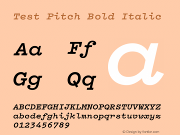 Test Pitch Bold Italic Version 1.002;PS 1.0;hotconv 16.6.51;makeotf.lib2.5.65220 Font Sample