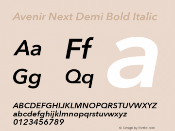 Avenir Next Demi Bold Italic 13.0d1e10图片样张