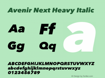 Avenir Next Heavy Italic 13.0d1e10 Font Sample