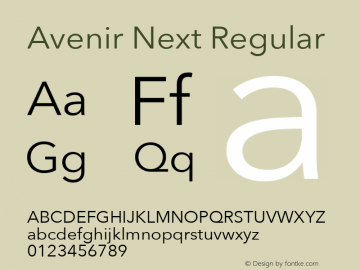 Avenir Next Regular 13.0d1e10 Font Sample