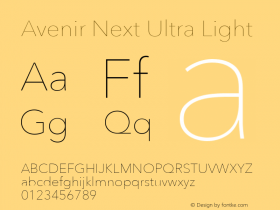 AvenirNext-UltraLight 13.0d1e10 Font Sample
