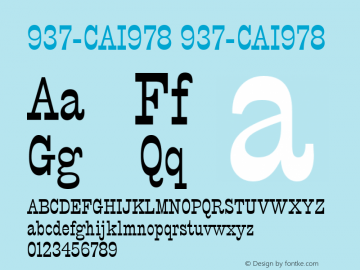 937-CAI978 937-CAI978 Version 3.0 Font Sample