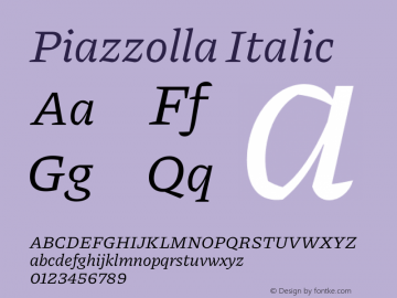 Piazzolla Italic Version 1.310 Font Sample