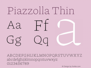 Piazzolla Thin Version 1.310 Font Sample