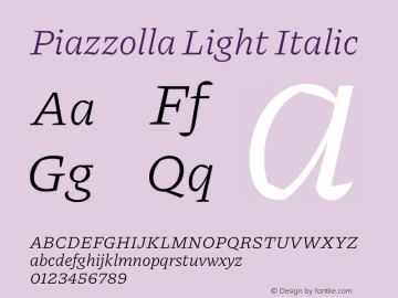 Piazzolla Light Italic Version 1.330图片样张