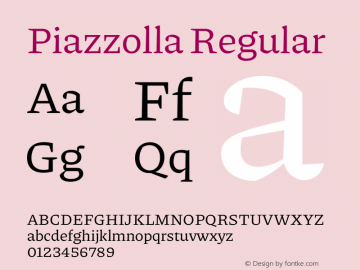 Piazzolla Regular Version 1.330 Font Sample