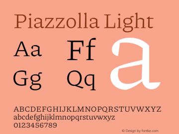 Piazzolla Light Version 1.330 Font Sample