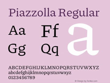 Piazzolla Regular Version 1.330 Font Sample