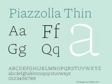 Piazzolla Thin Version 1.350 Font Sample