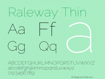 Raleway Thin Version 4.100;RELEASE Font Sample