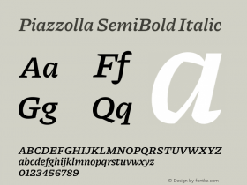 Piazzolla SemiBold Italic Version 2.002 Font Sample