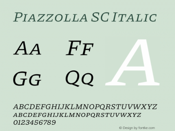 Piazzolla SC Italic Version 2.002 Font Sample