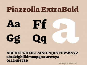 Piazzolla ExtraBold Version 2.003 Font Sample