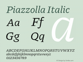 Piazzolla Italic Version 2.003 Font Sample