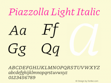 Piazzolla Light Italic Version 2.003图片样张