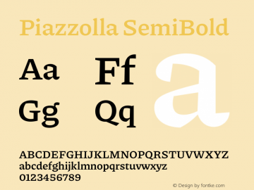 Piazzolla SemiBold Version 2.003 Font Sample