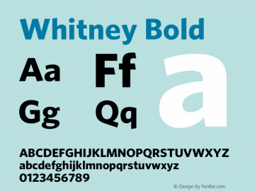 Whitney Bold Regular Version 2.201 Basic (Latin-X, Greek, Cyrillic-X) Font Sample