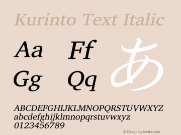 Kurinto Text Italic Version 2.196; July 25, 2020 Font Sample