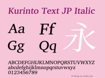 Kurinto Text JP Italic Version 2.196; July 25, 2020 Font Sample