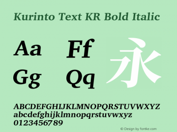 Kurinto Text KR Bold Italic Version 2.196; July 25, 2020 Font Sample