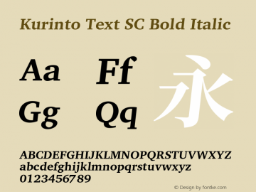 Kurinto Text SC Bold Italic Version 2.196; July 25, 2020 Font Sample