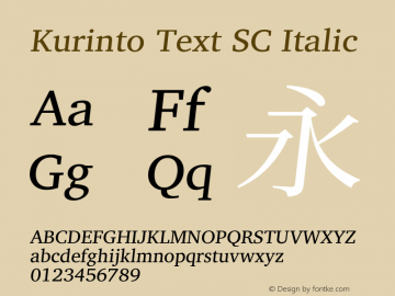 Kurinto Text SC Italic Version 2.196; July 25, 2020图片样张