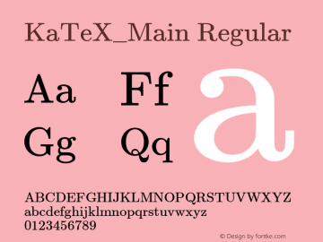 KaTeX_Main-Regular Version 3698457769 Font Sample