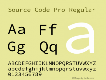 Source Code Pro Version 2.010;PS 1.0;hotconv 1.0.84;makeotf.lib2.5.63406 Font Sample