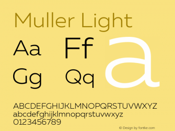 MullerLight Version 1.0 Font Sample