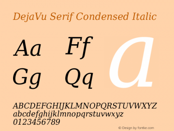 DejaVu Serif Condensed Italic Version 2.37图片样张