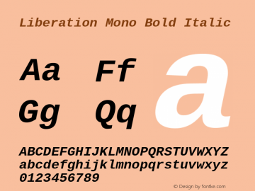 Liberation Mono Bold Italic Version 2.1.4 Font Sample