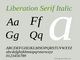 Liberation Serif Italic Version 2.1.4 Font Sample