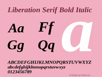Liberation Serif Bold Italic Version 2.1.4 Font Sample