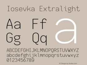 Iosevka Extralight 1.13.3; ttfautohint (v1.8.1) Font Sample