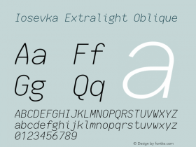 Iosevka Extralight Oblique 1.13.3; ttfautohint (v1.8.1) Font Sample