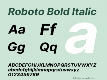 Roboto Bold Italic Version 3.015;git-7f5c04026 Font Sample
