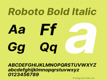 Roboto Bold Italic Version 3.018;git-588b23468 Font Sample