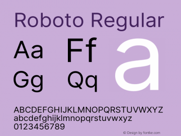 Roboto Regular Version 3.018;git-588b23468 Font Sample