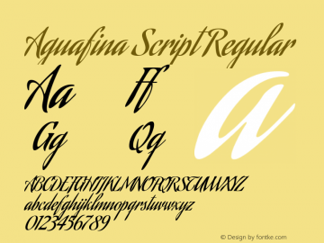 Aguafina Script Regular Version 1.000 Font Sample