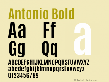 Antonio Bold Version 1 ; ttfautohint (v0.94.20-1c74) -l 8 -r 50 -G 200 -x 0 -w 