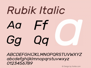 Rubik Italic Version 1.100 Font Sample