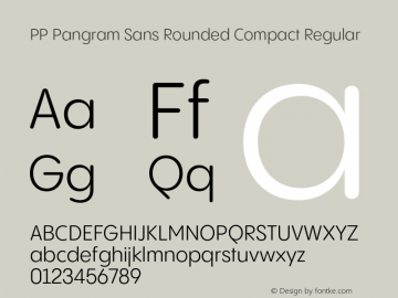 PP Pangram Sans Rounded Compact Regular Version 1.100;hotconv 1.0.109;makeotfexe 2.5.65596 Font Sample