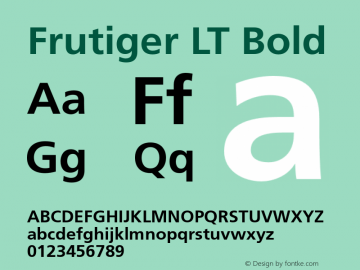 Frutiger LT Bold 006.000 Font Sample