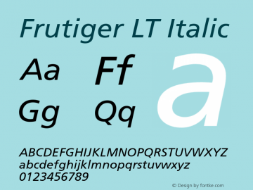 Frutiger LT Italic 006.000 Font Sample