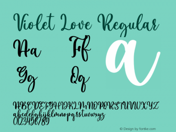 Violet Love Version 1.00;March 24, 2021;FontCreator 12.0.0.2567 64-bit Font Sample